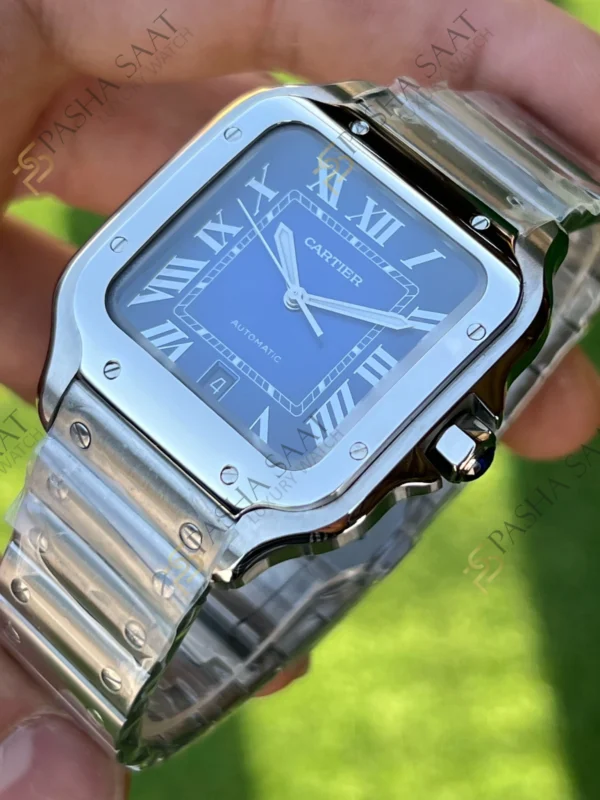 Cartier Santos Large Mavi Kadran Superclone Saat 2