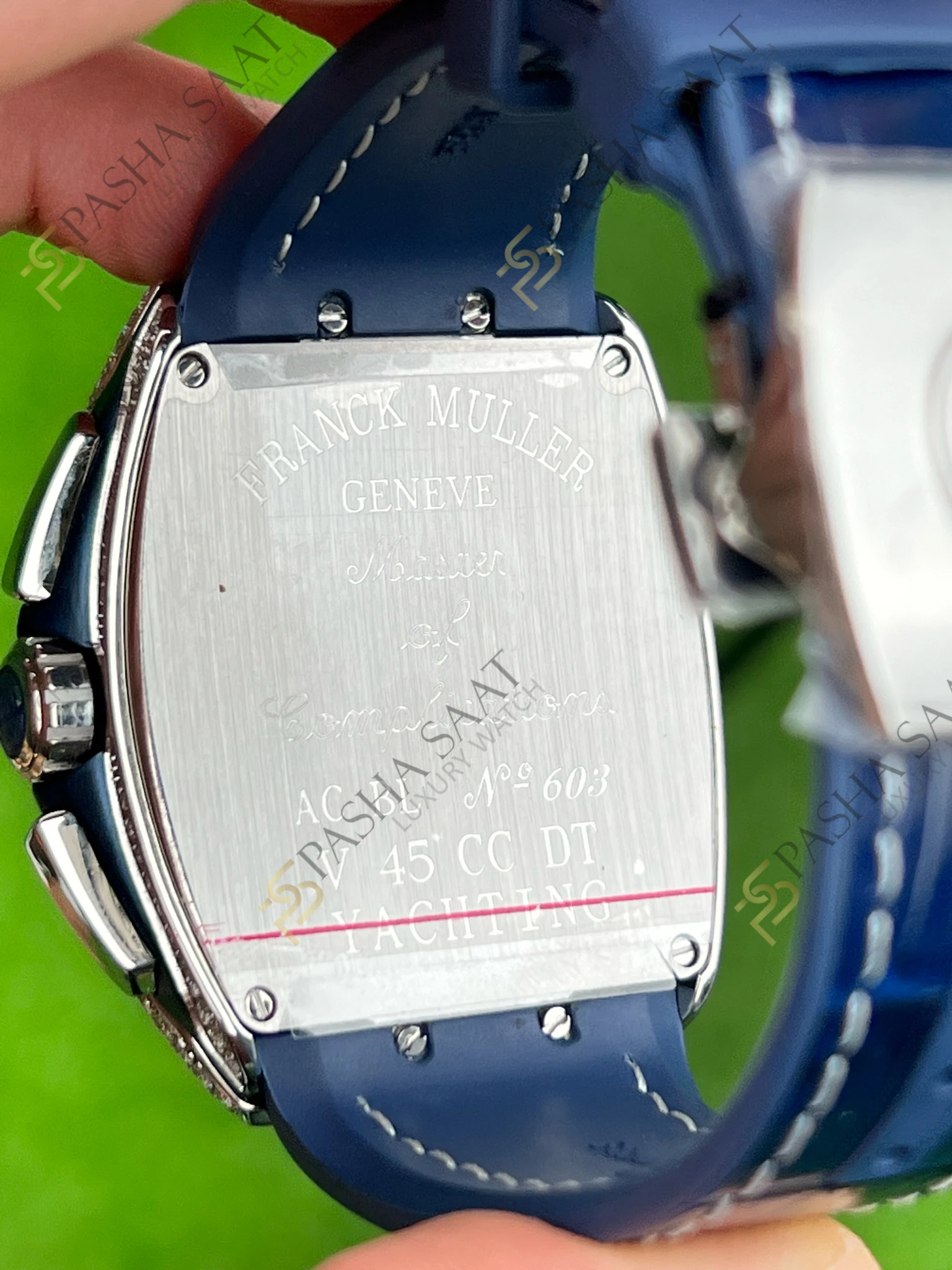 Franck Muller Yachting Chronograph Taşlı Kasa Mavi Kordon Superclone Saat - Görsel 6