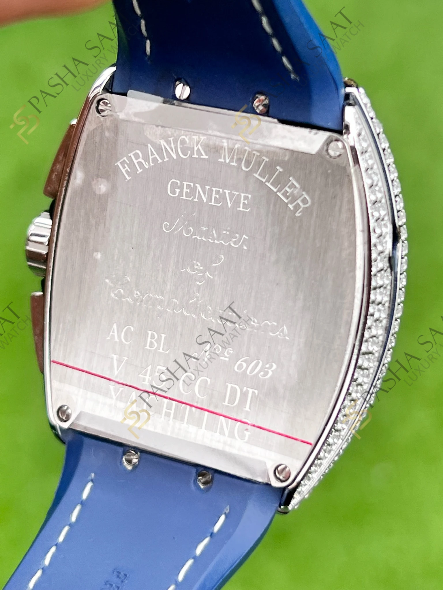 Franck Muller Yachting Chronograph Taşlı Mavi Kordon Superclone Saat - Görsel 6