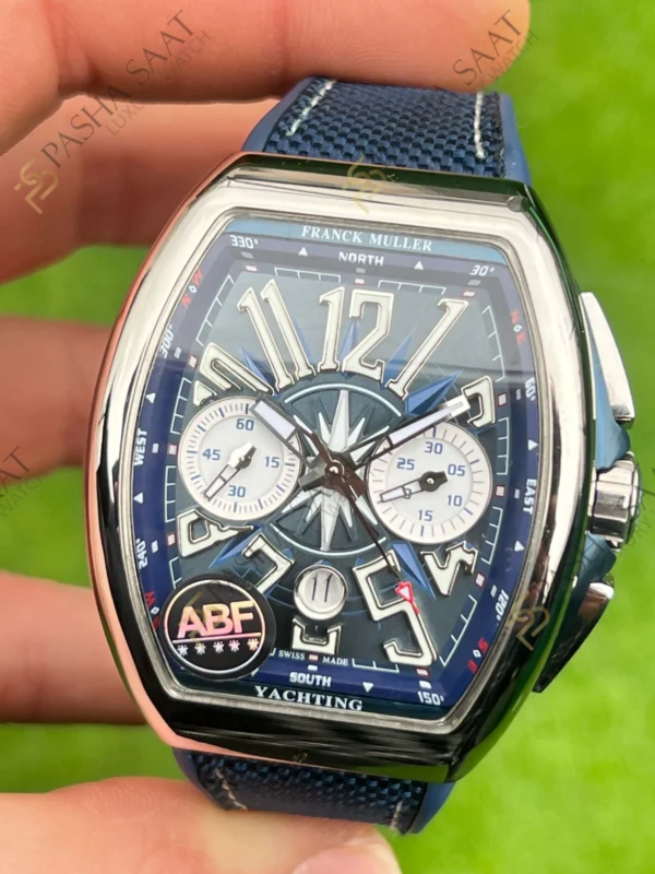 Eta Saat - Pasha Saat Franck Muller Yachting Chronograph V45 Mavi Kordon Superclone Saat