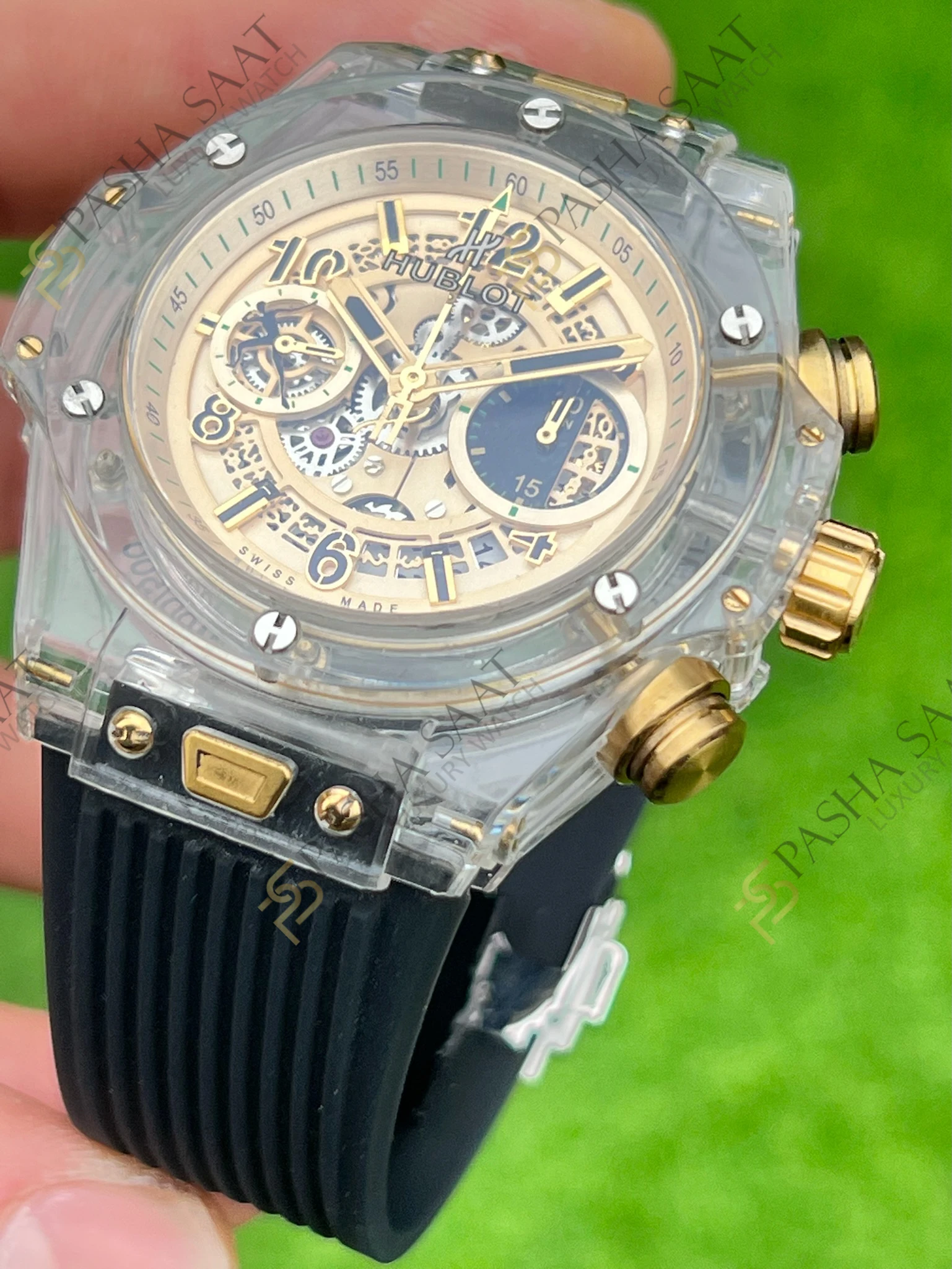 Hublot Big Bang Safir Kasa Sarı Kadran Siyah Silikon Kordon Saat Hublot Big Bang Safir Kasa Sarı Kadran Siyah Silikon Kordon Saat - Görsel 2