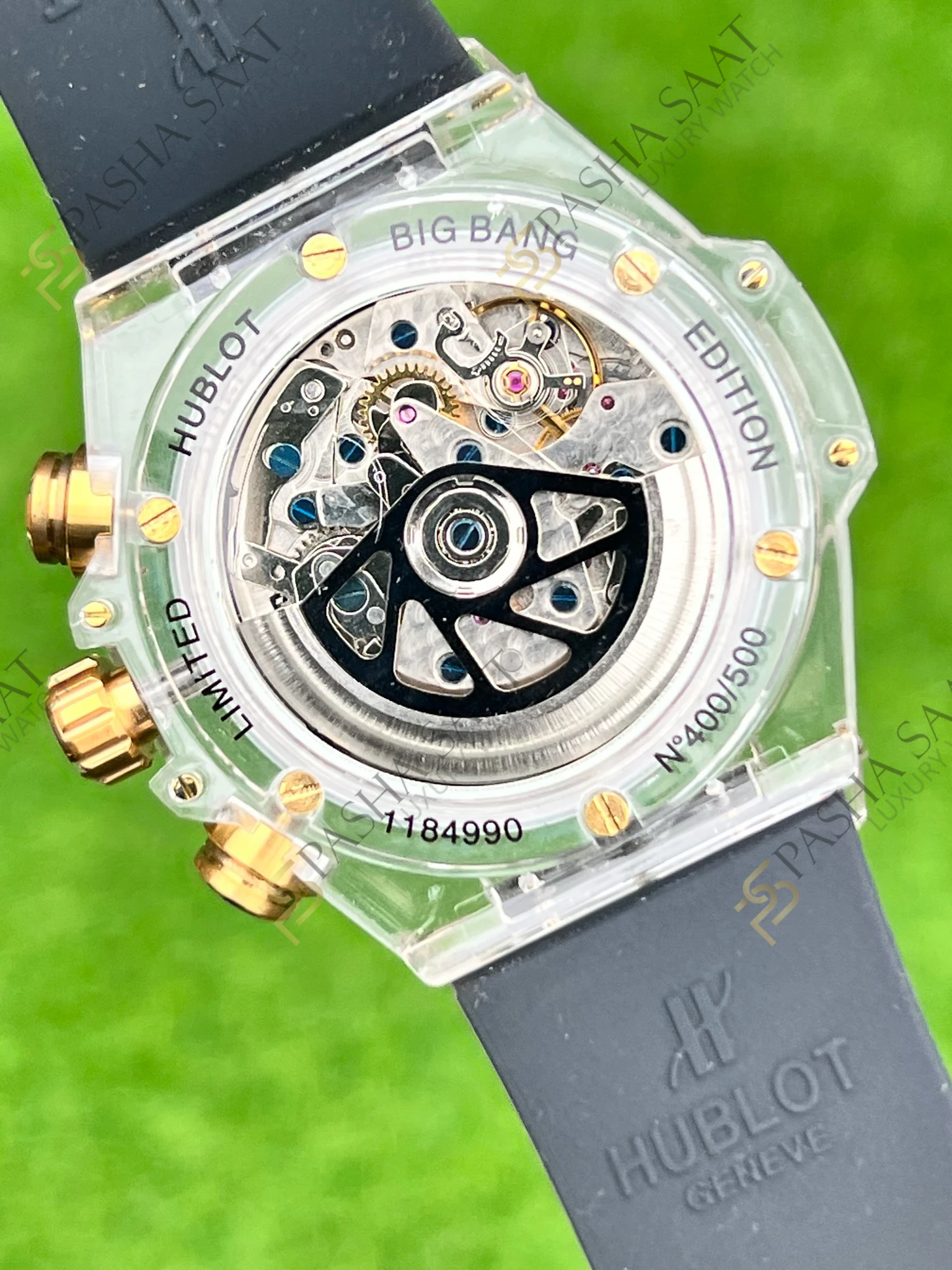 Hublot Big Bang Safir Kasa Siyah Kadran Siyah Silikon Kordon Superclone Saat - Görsel 6