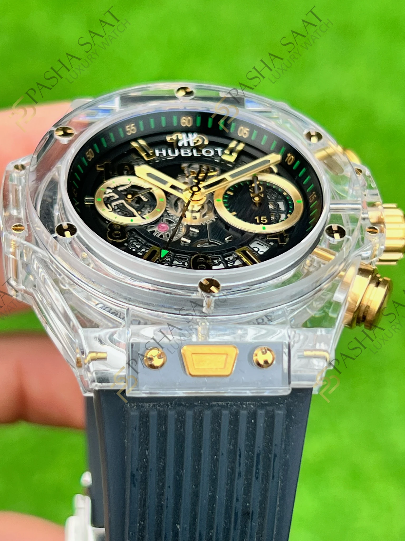 Hublot Big Bang Safir Kasa Siyah Kadran Siyah Silikon Kordon Superclone Saat - Görsel 3