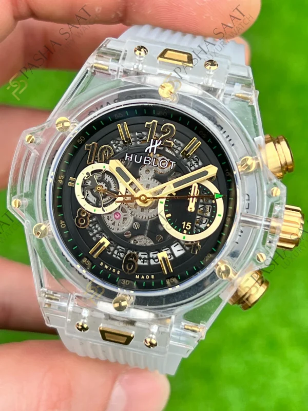Eta Saat - Pasha Saat Hublot Big Bang Safir Kasa İskelet Kadran Şeffaf Saat