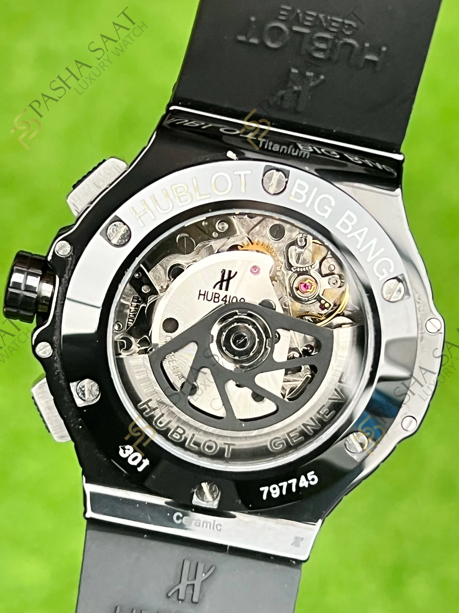 Hublot Big Bang Siyah Seramik Kauçuk Kordon Desenli Kadran Superclone Saat - Görsel 6