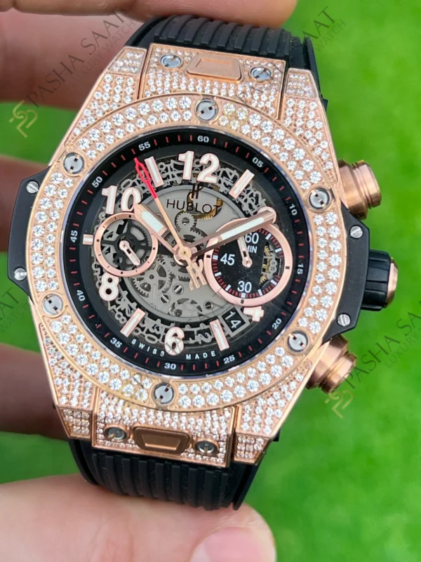 Hublot Big Bang Unico King Rose Gold Renk Taşlı Superclone Saat