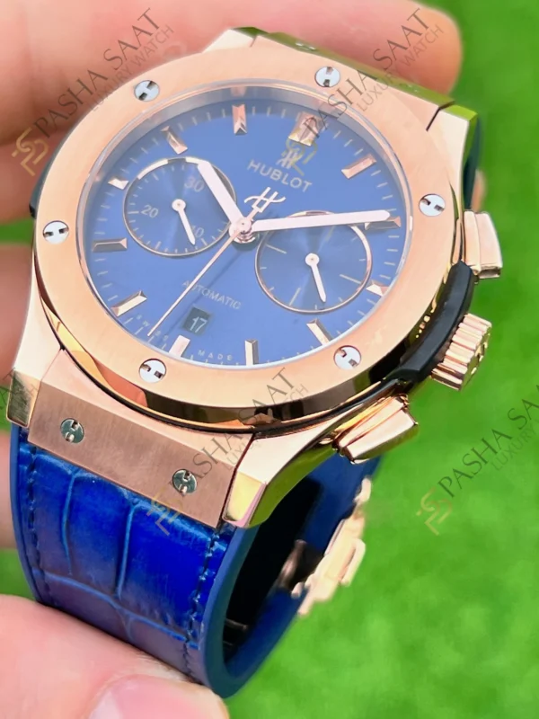 Hublot Classic Fusion Chrono Lacivert Kadran Rose Superclone Saat 2
