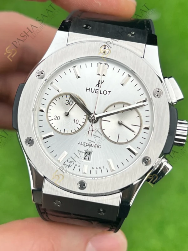 Hublot Classic Fusion Chronograph Çelik Kasa Gümüş Kadran Superclone Saat