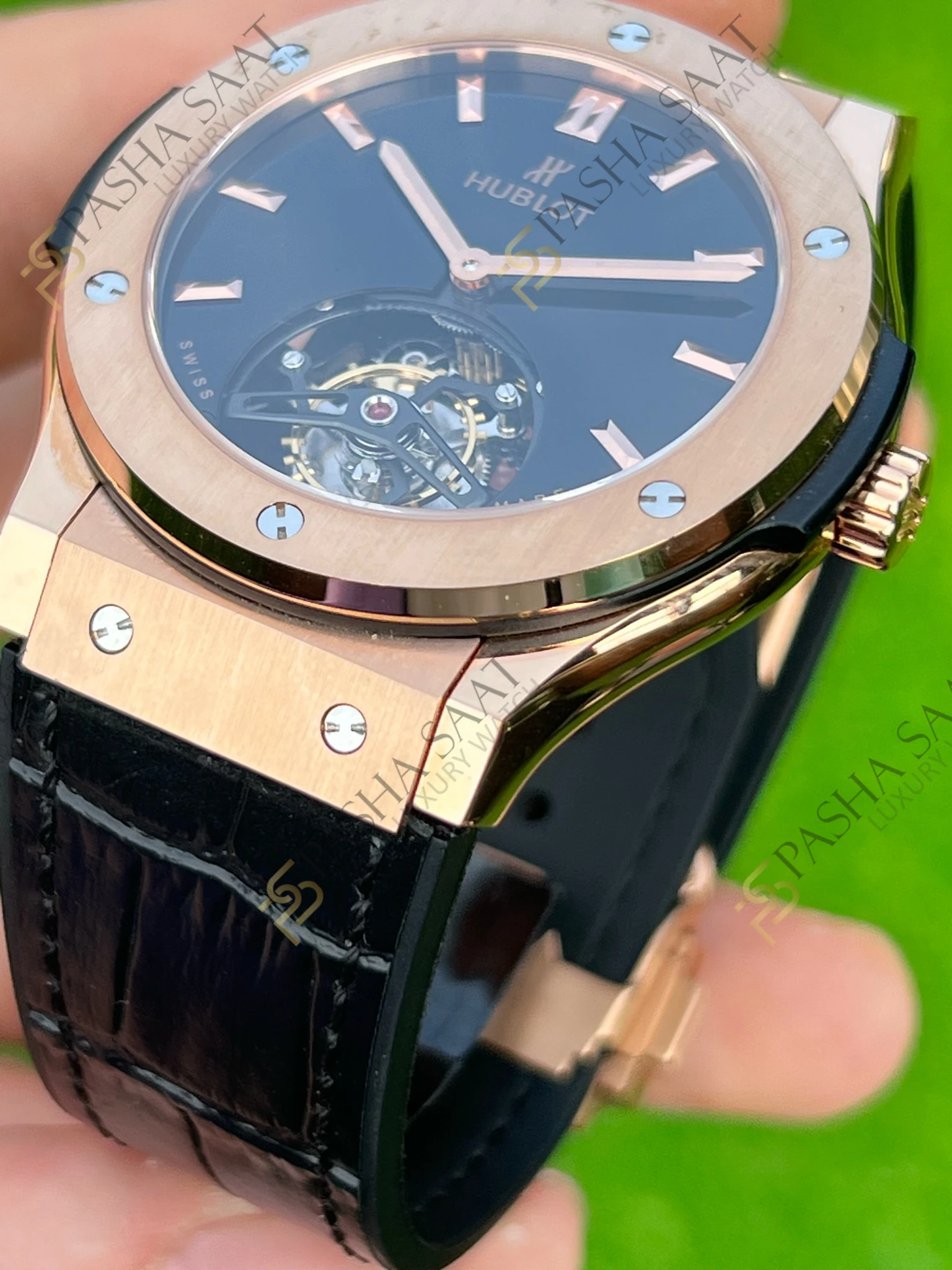 Hublot Classic Fusion Tourbillon Rose Gold Renk Siyah Kadran Superclone Saat - Görsel 2