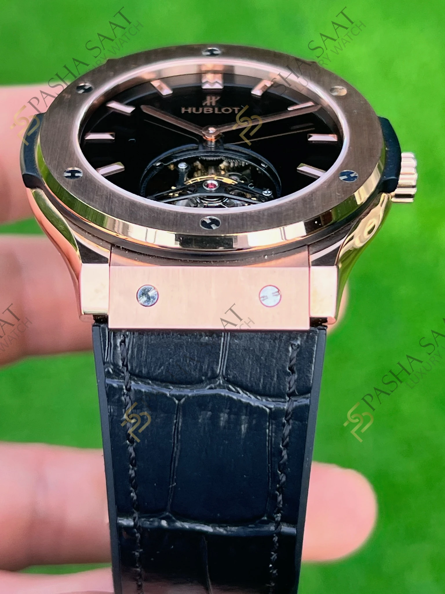 Hublot Classic Fusion Tourbillon Rose Gold Renk Siyah Kadran Superclone Saat - Görsel 3