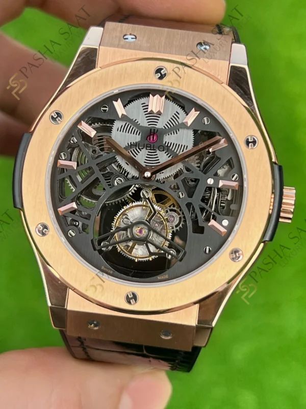 Hublot Classic Fusion İskelet Kadran Tourbillon Rose Gold Superclone Saat
