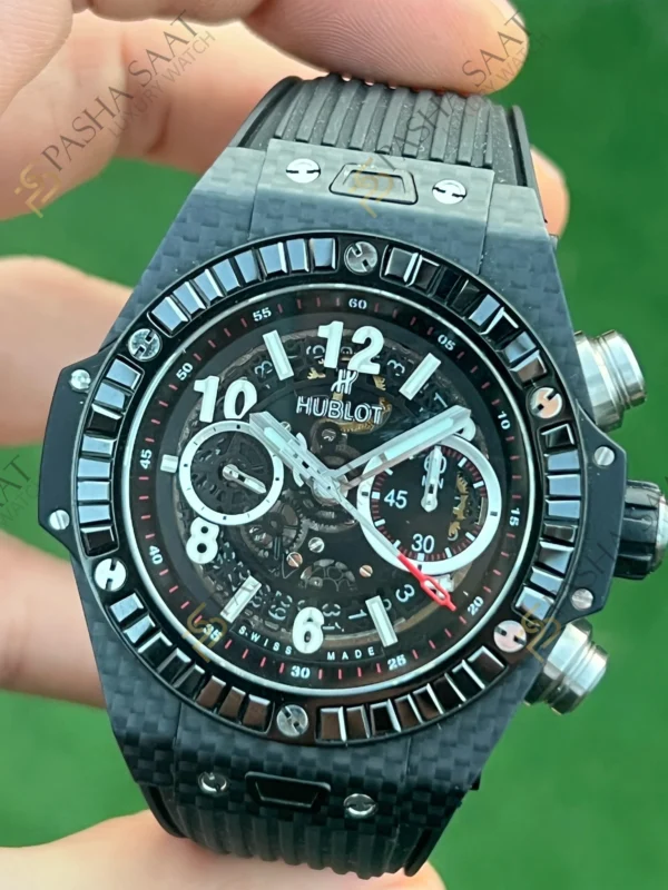 Hublot Unico Karbon Kasa Taşlı Bezel Superclone Saat