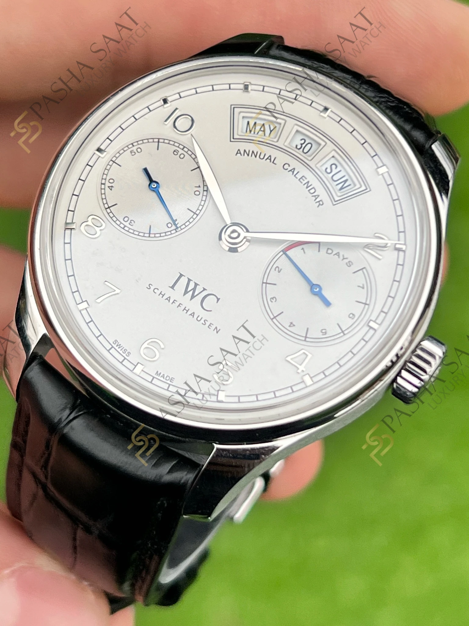 IWC Portugieser Annual Calendar Çelik Kasa Beyaz Kadran Superclone Saat - Görsel 2