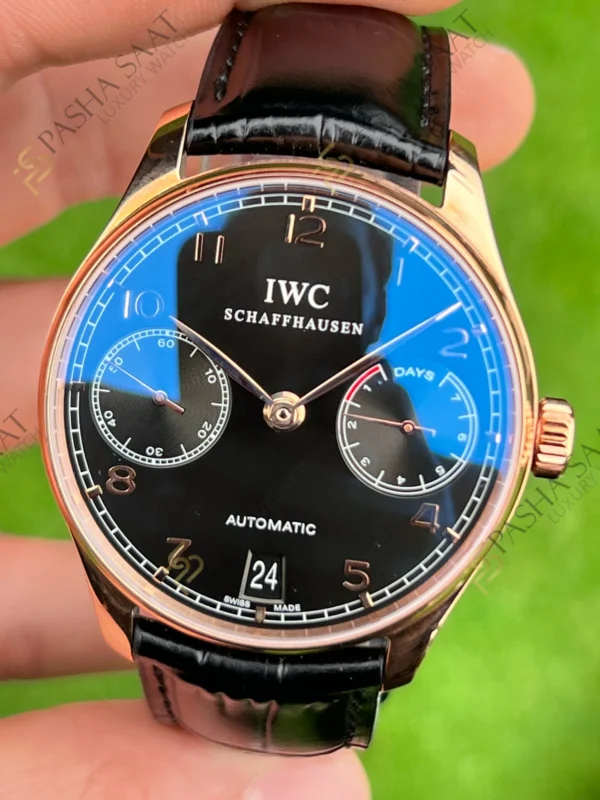 IWC Automatic Portugieser Rose Gold Siyah Kadran Superclone Saat