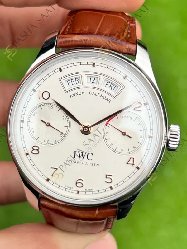 Iwc Annual Calendar Çelik Kasa Beyaz Kadran Superclone Saat