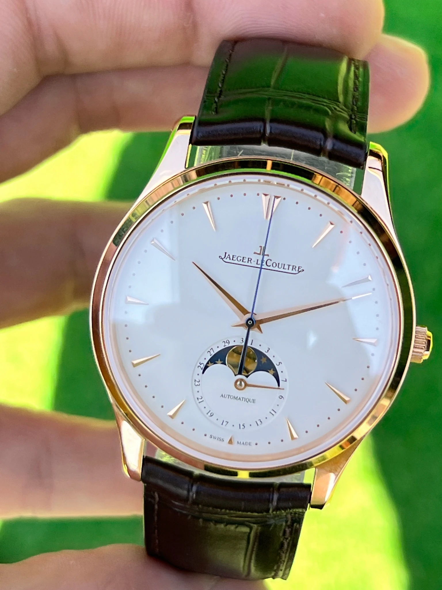 Jaeger-LeCoultre Master Ultra Thin Moon Rose Gold Beyaz Kadran Superclone Saat