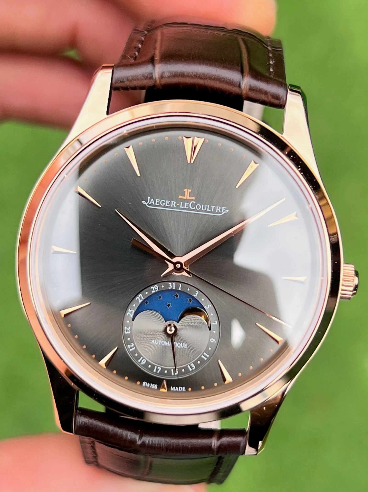 Jaeger-LeCoultre Master Ultra Thin Rose Gold Kasa Gri Kadran Superclone Saat