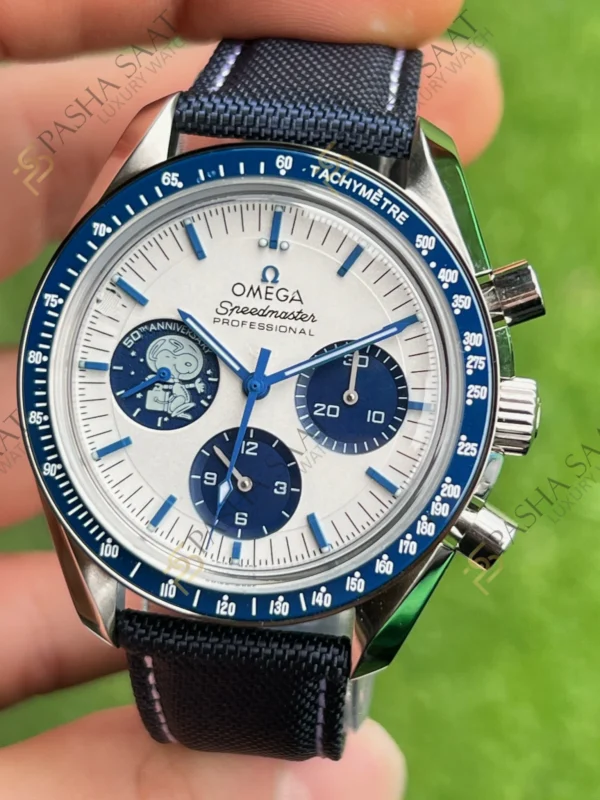 Eta Saat - Pasha Saat Omega Speedmaster 50.Yıl Snoopy Lacivert Tekstil Kordon Superclone Saat