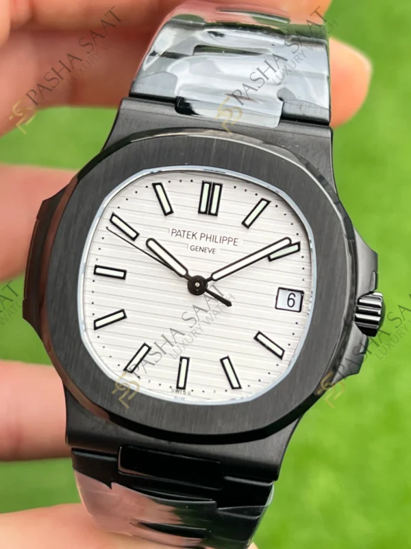Eta Saat - Pasha Saat Patek Philippe 5711 PVD Kaplama Beyaz Kadran Superclone Saat