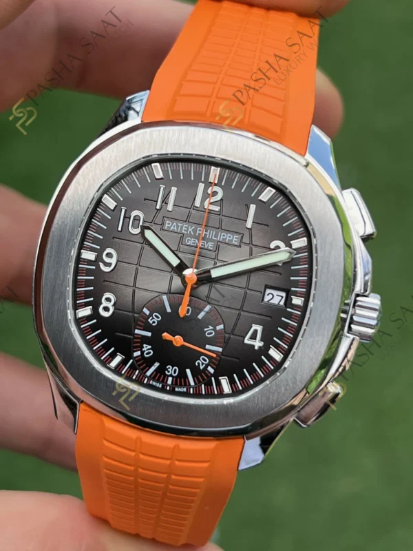 Eta Saat - Pasha Saat Patek Philippe Aquanaut Chronograph Turuncu Kordon Superclone Saat