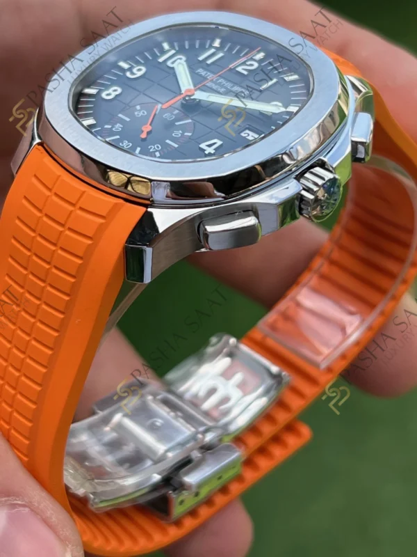 Patek Philippe Aquanaut Chronograph Turuncu Kordon Superclone Saat 2