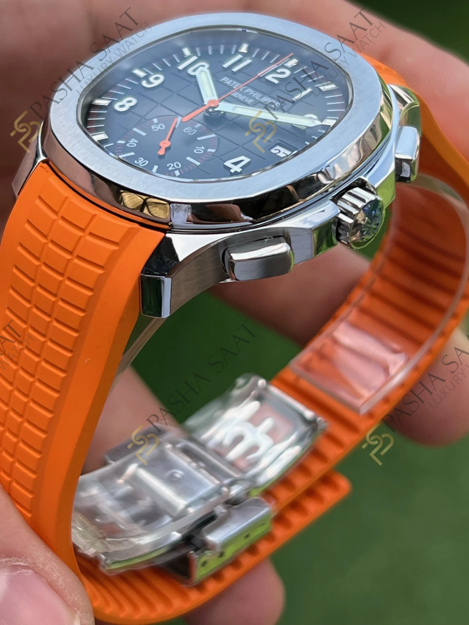 Patek Philippe Aquanaut Chronograph Turuncu Kordon Superclone Saat Patek Philippe Aquanaut Chronograph Turuncu Kordon Superclone Saat - Görsel 2