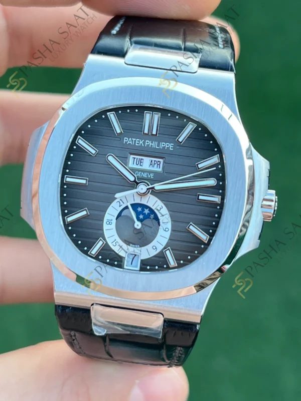 Eta Saat - Pasha Saat Patek Philippe Nautilus Annual Calendar Moonphase Gri Kadran 5726A Superclone Saat