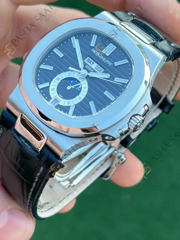 Patek Philippe Nautilus Annual Calendar Moonphase Siyah Kadran 5726A Superclone Saat 2