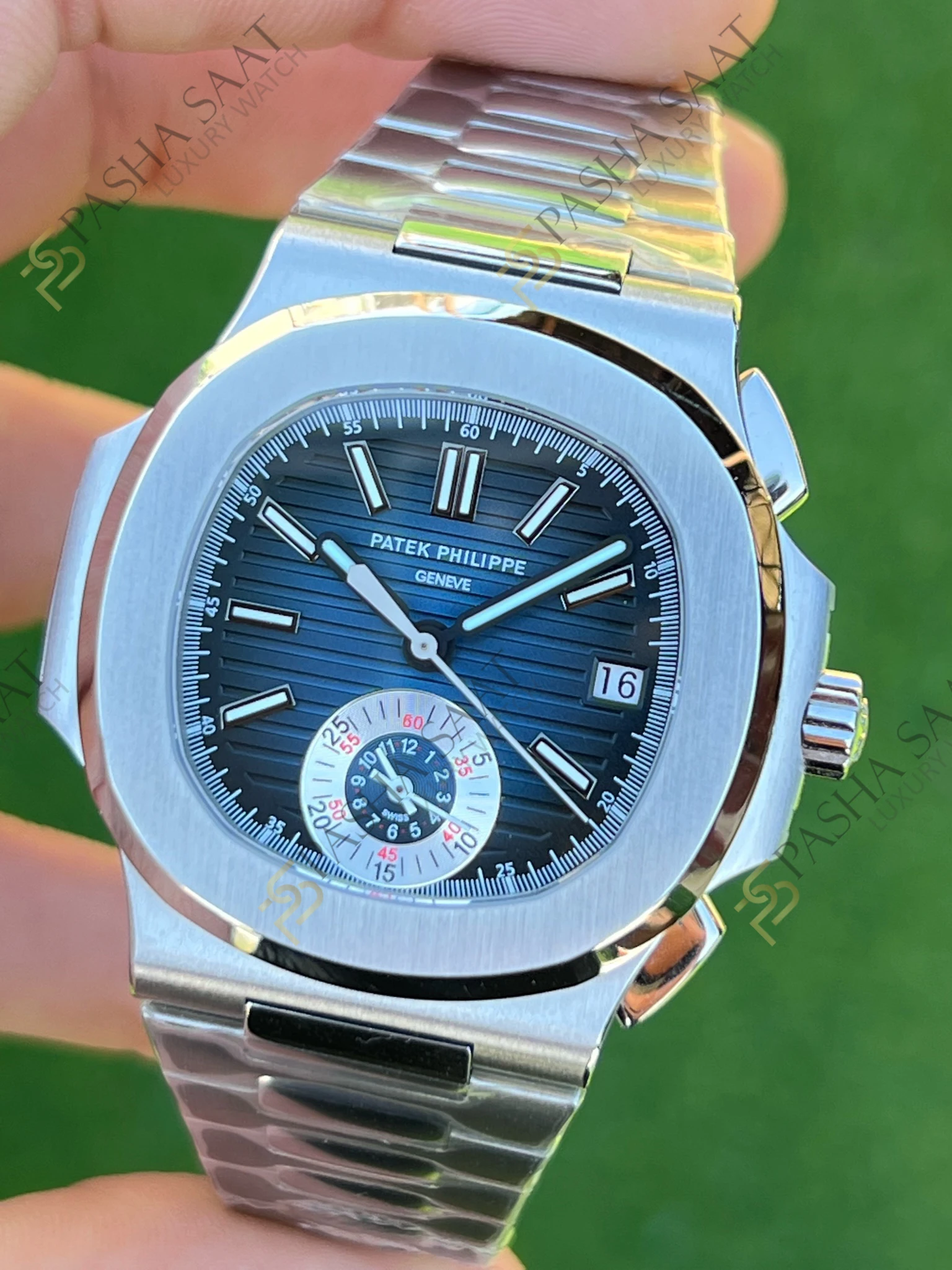 Patek Philippe Nautilus Chronograph Mavi Kadran 5980 1A-001 Eta Saat Patek Philippe Nautilus Chronograph Mavi Kadran 5980 1A-001 Eta Saat