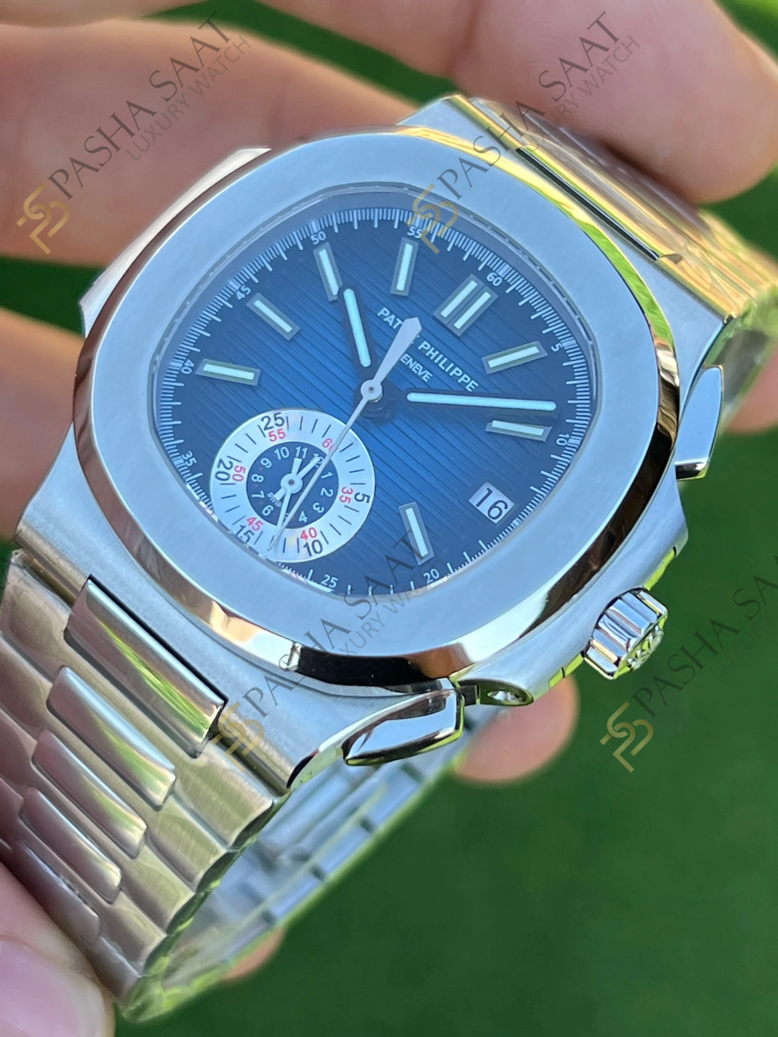 Patek Philippe Nautilus Chronograph Mavi Kadran 5980 1A-001 Eta Saat Patek Philippe Nautilus Chronograph Mavi Kadran 5980 1A-001 Eta Saat - Görsel 2